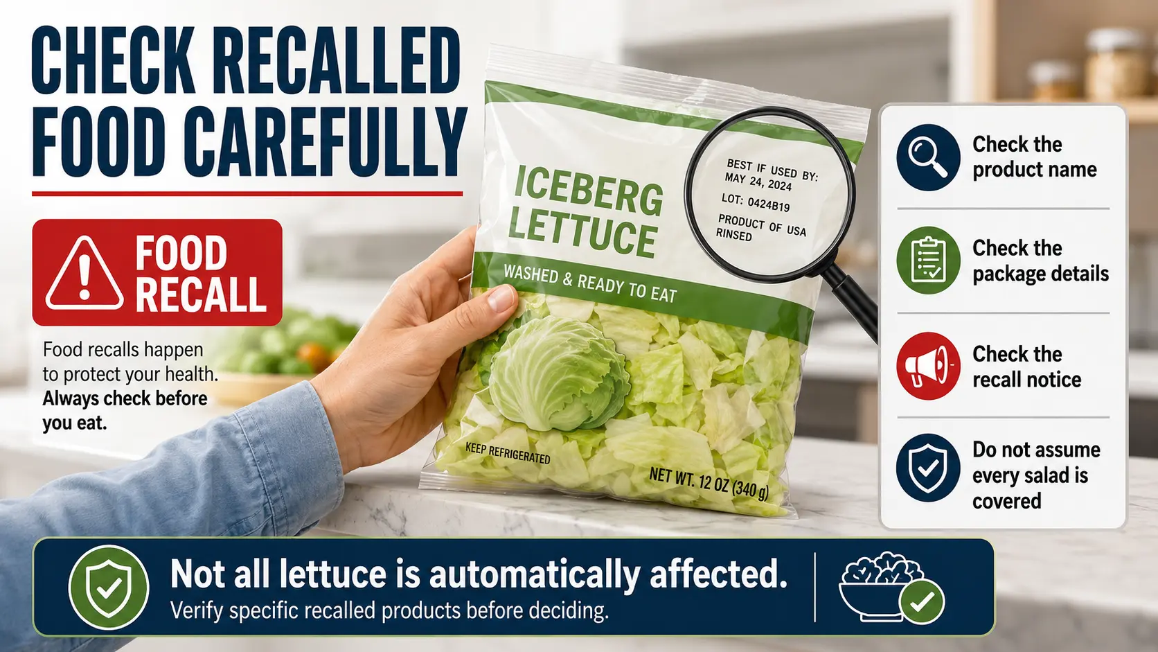 Cyclospora Recalled Food Check Graphic Cyclospora outbreak recalled-food check showing how to verify lettuce product details