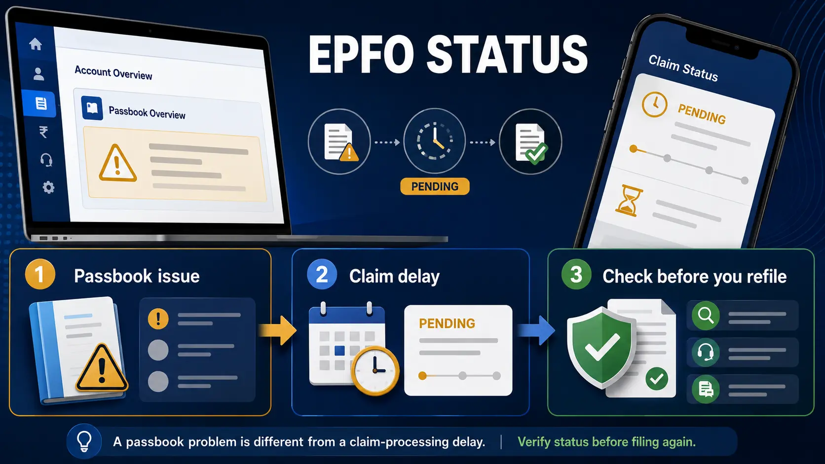 EPFO claim pending 20 days status check and grievance steps