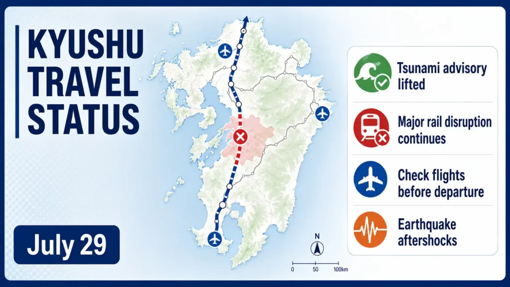 Kyushu Earthquake Travel Update: Shinkansen and Kumamoto Rail Suspensions on July 29