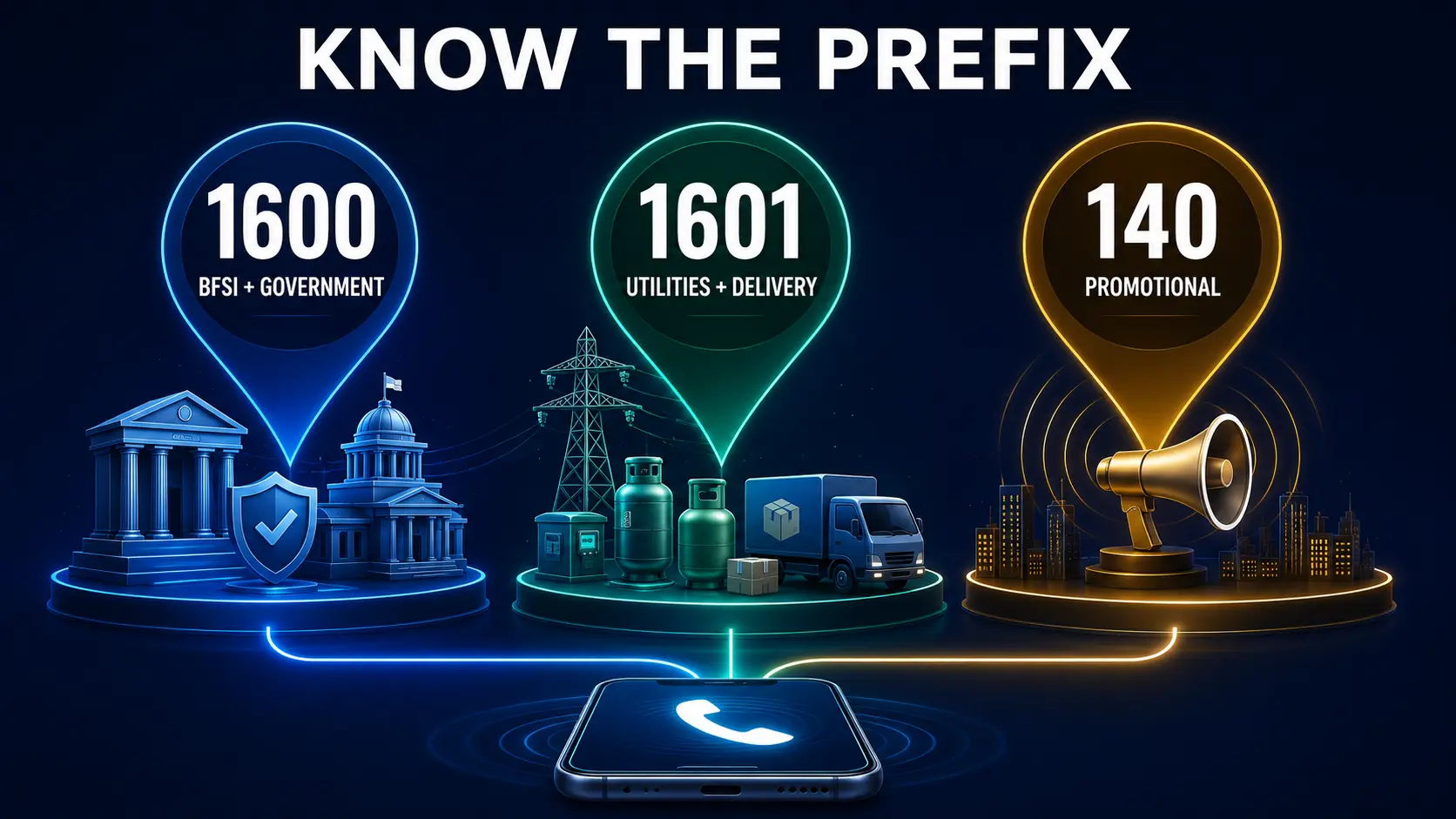 1600 vs 1601 vs 140 numbers in India explained for BFSI government utilities delivery and promotional calls