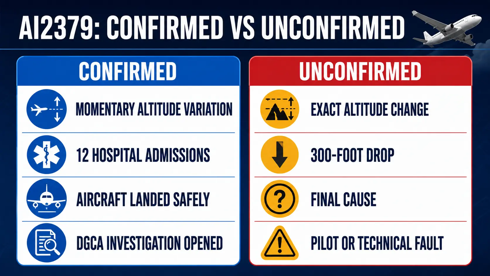 Air India AI2379 incident confirmed and unconfirmed facts