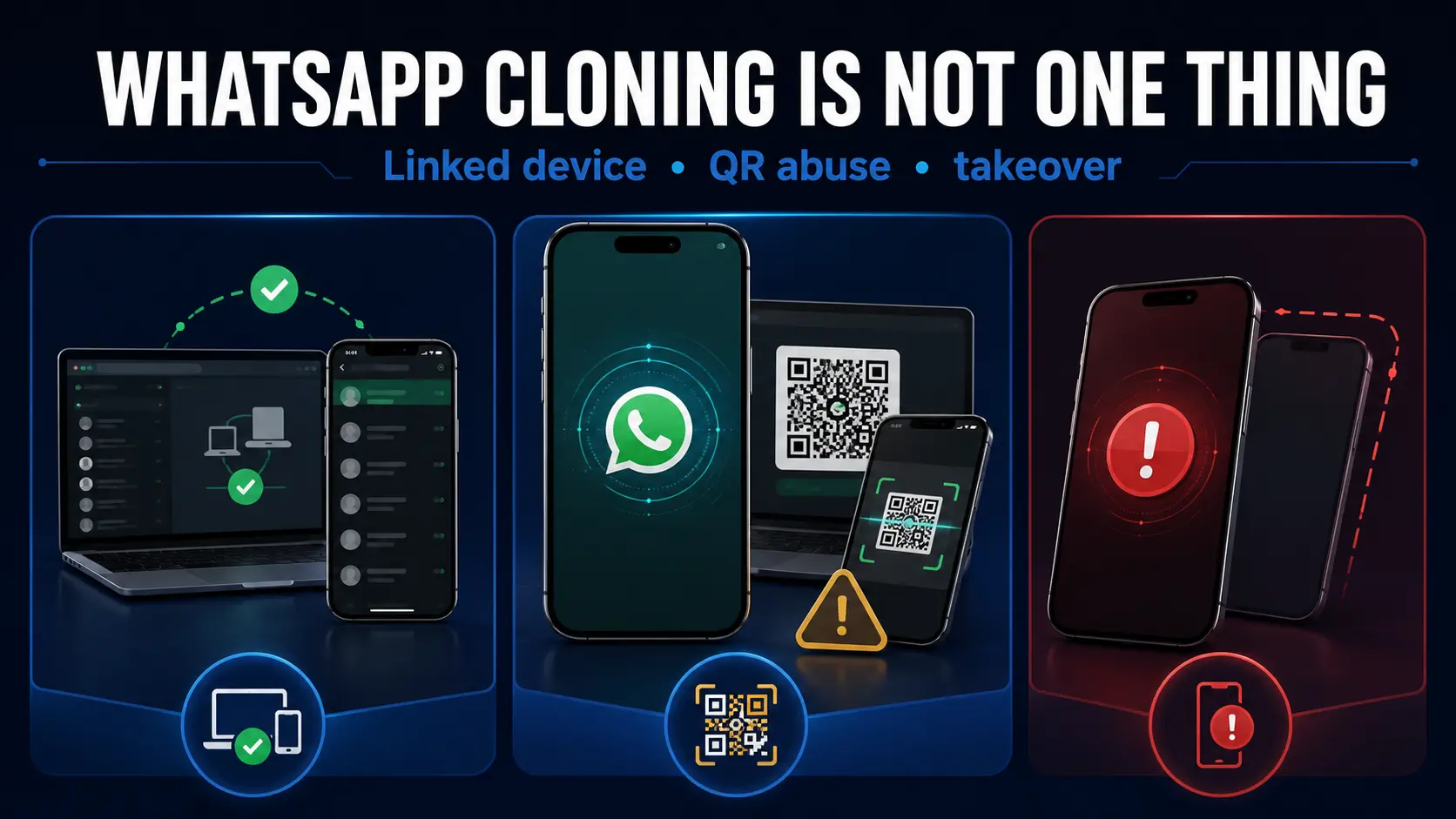 can someone clone your WhatsApp through linked devices QR pairing clone apps and account takeover