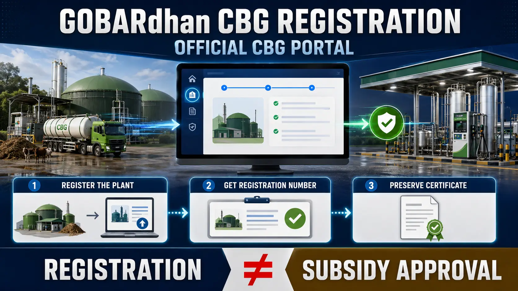 GOBARdhan CBG registration official portal and registration versus subsidy approval