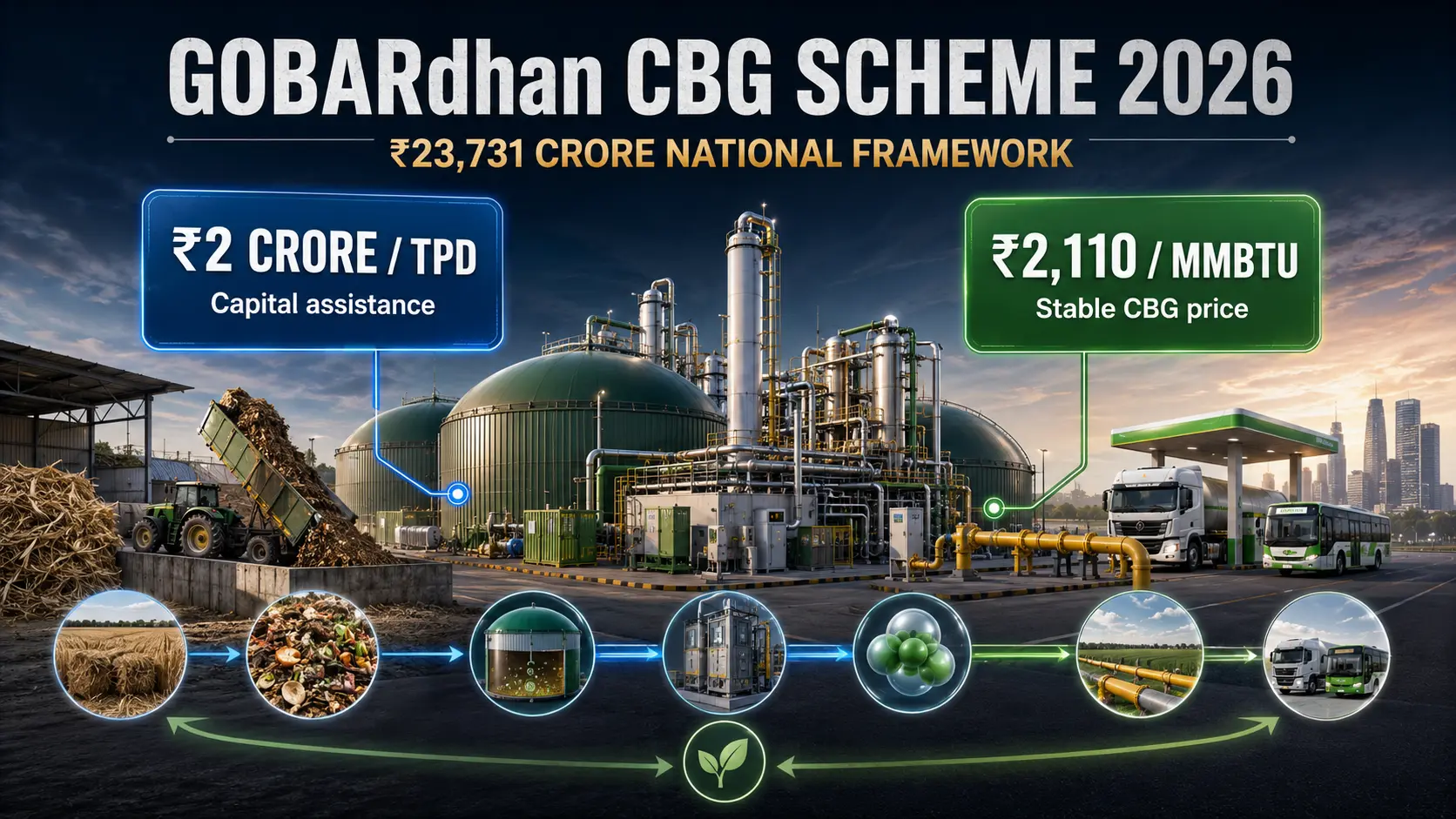 GOBARdhan CBG Scheme 2026 benefits and ₹2 crore per TPD capital assistance