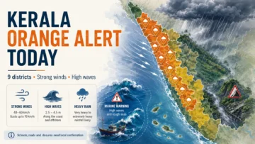 Kerala Orange Rain Warning August 3: 12 Districts Listed, Strong Winds and Fishermen Alert