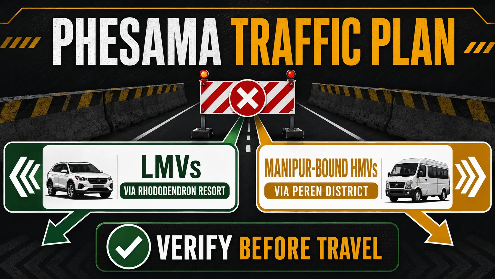 NH-2 Phesama closure timing and vehicle diversion on August 4