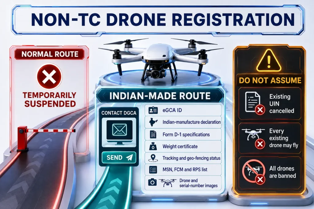 Non TC Drone Registration in India: What DGCA Suspended, the Indian-Made Route and Existing-UIN Questions