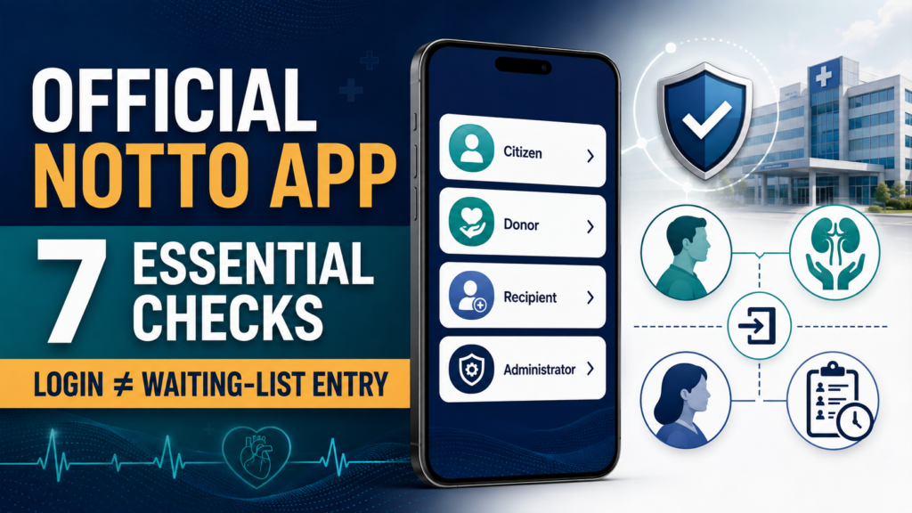 Official NOTTO App Guide: 7 Checks Before Donor, Recipient or Citizen Login