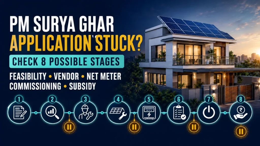 PM Surya Ghar Application Stuck? How to Check Feasibility, Net Meter, Commissioning and Subsidy Status