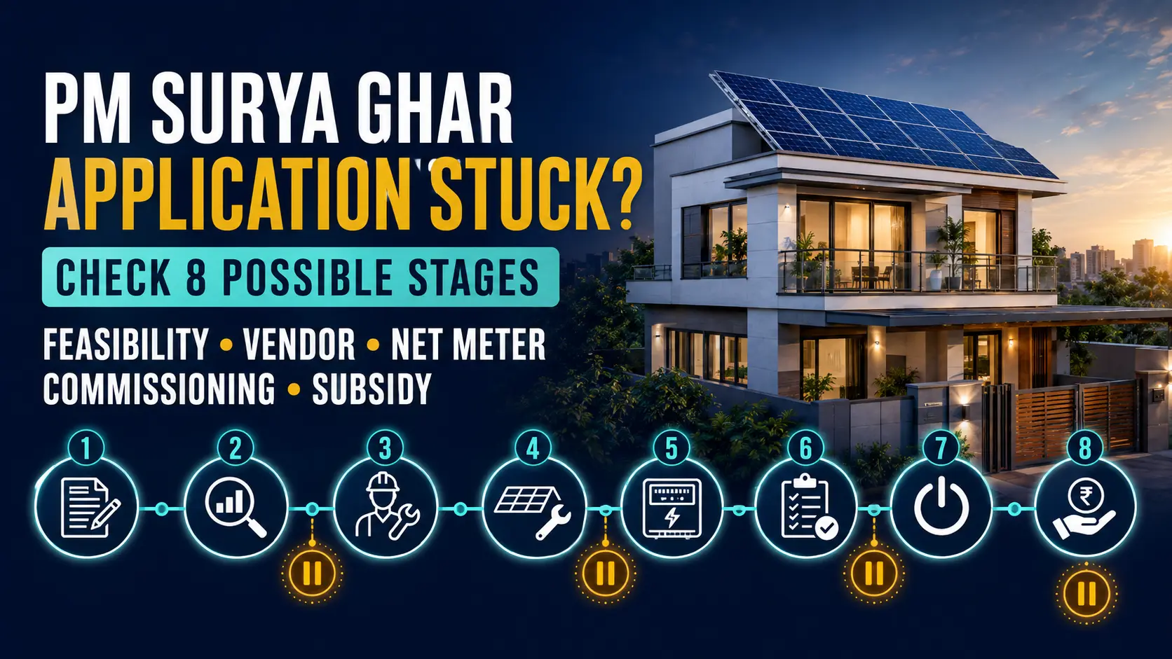 PM Surya Ghar application stuck at feasibility net meter commissioning or subsidy