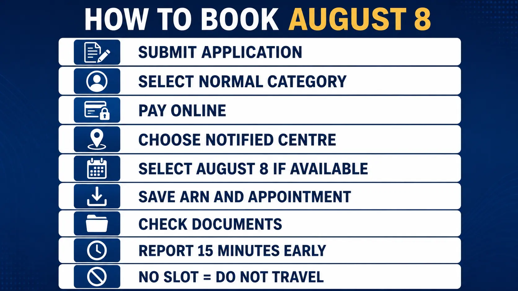 Passport special drive Pune August 8 booking checklist
