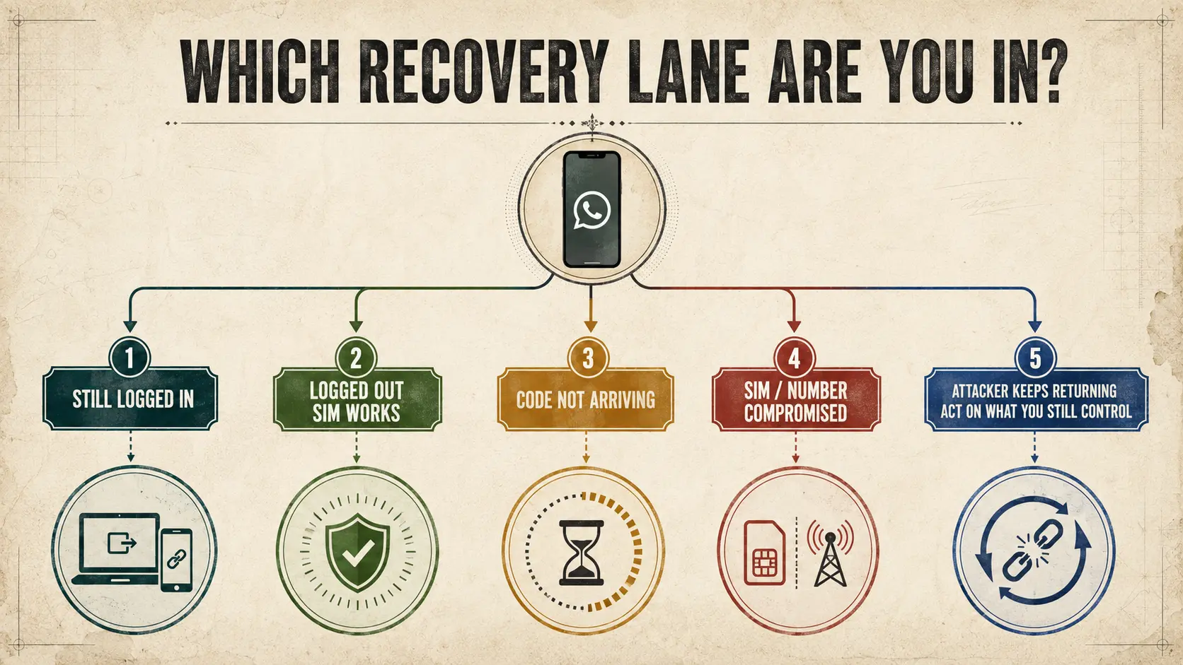 recover a hacked WhatsApp account recovery decision map