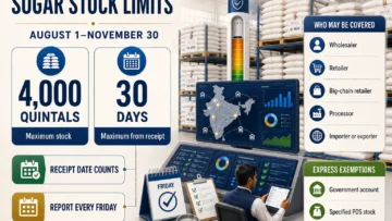 New Sugar Stock Limits Start August 1: Who Must Follow the 4,000-Quintal and 30-Day Rules?