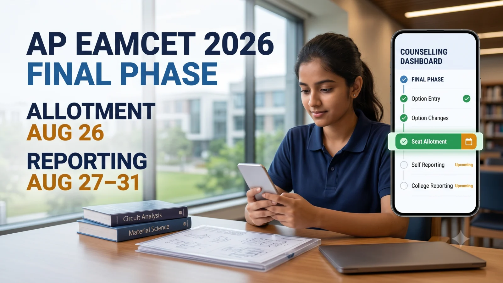 AP EAMCET seat allotment 2026 final phase result and post-allotment steps