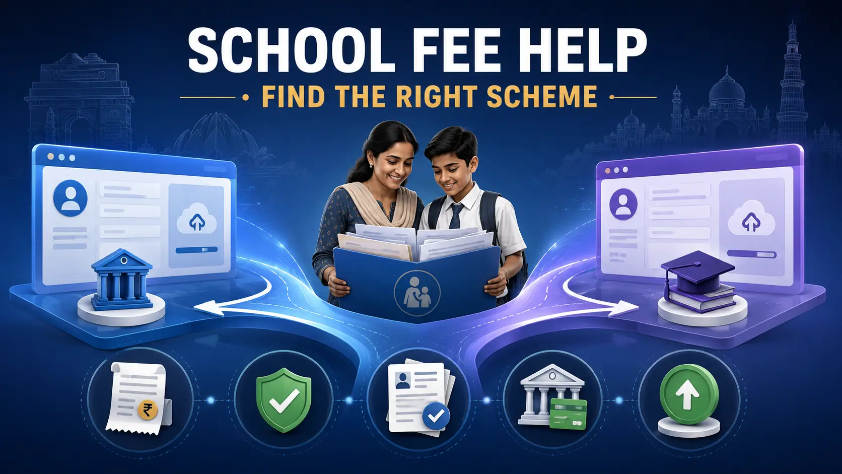 Delhi school fee reimbursement and scholarships guide showing tuition reimbursement eDistrict NSP and eligibility checks