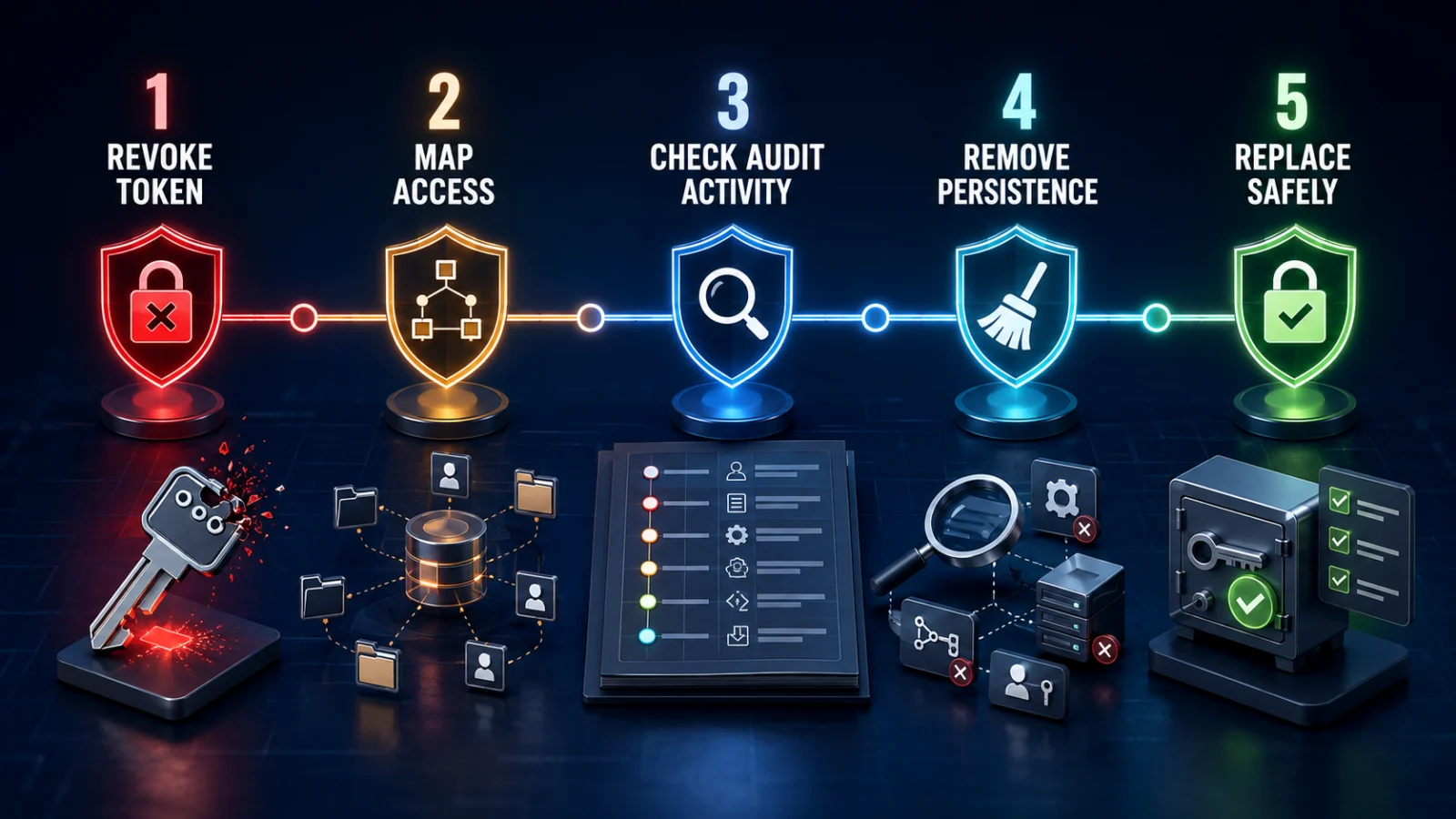 GitHub token exposed investigation workflow revoke permissions audit persistence replace