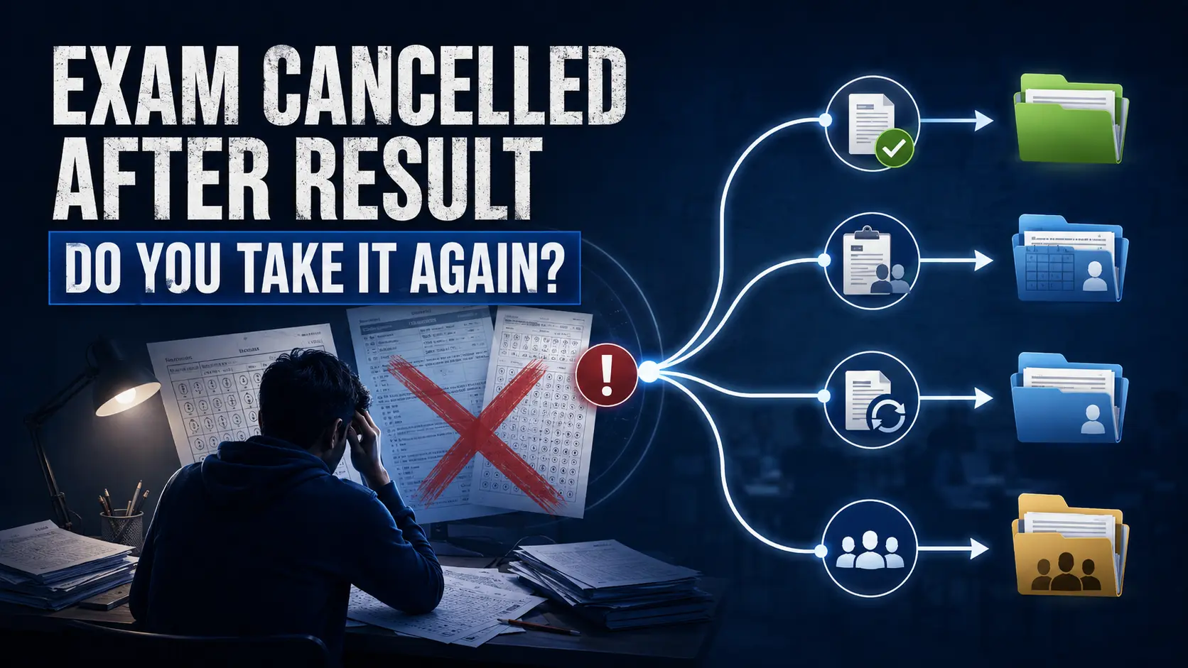 government exam cancelled after result do qualified candidates take re-exam