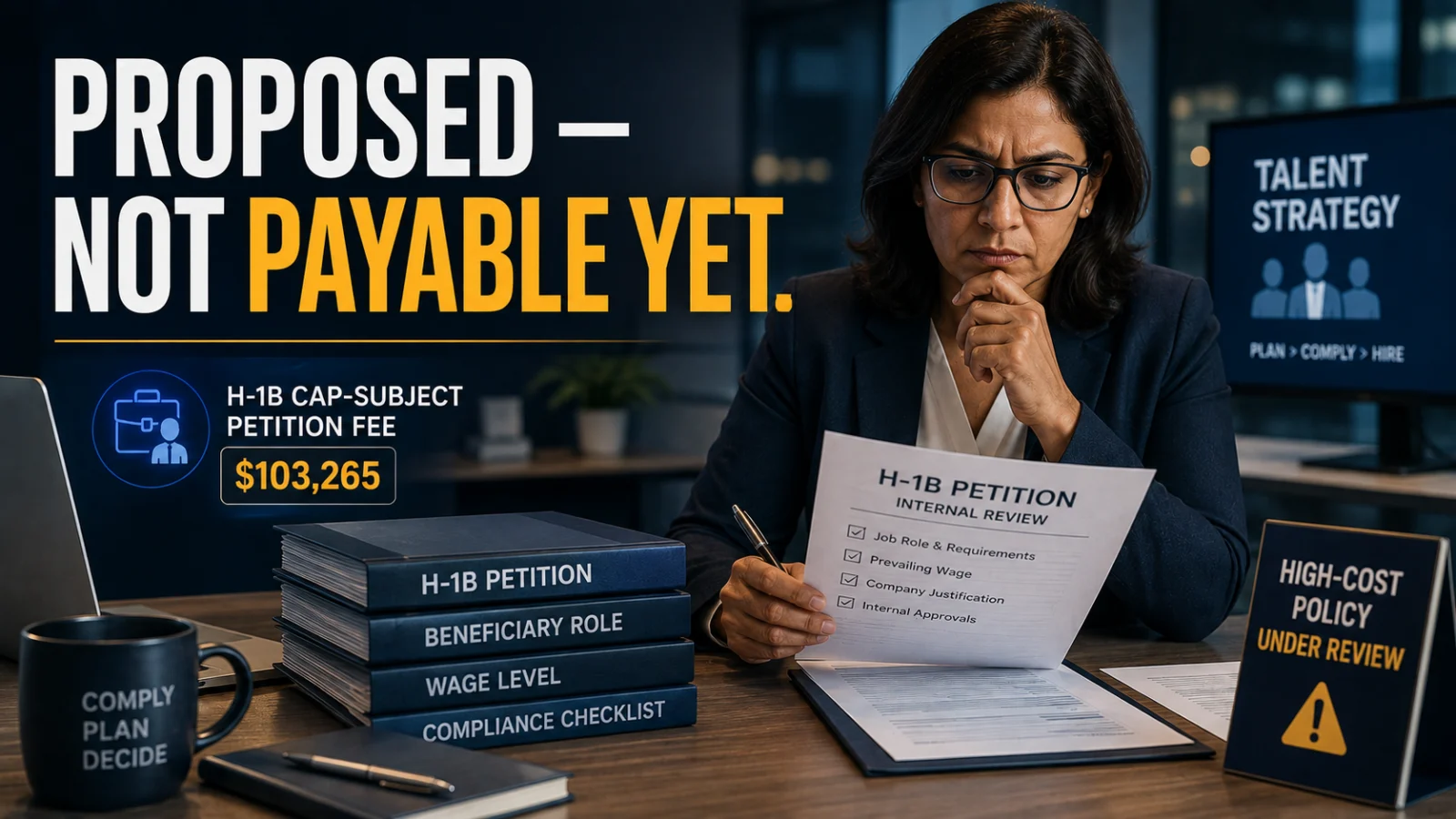 Employer reviewing the proposed $103,265 H-1B cap-subject petition fee