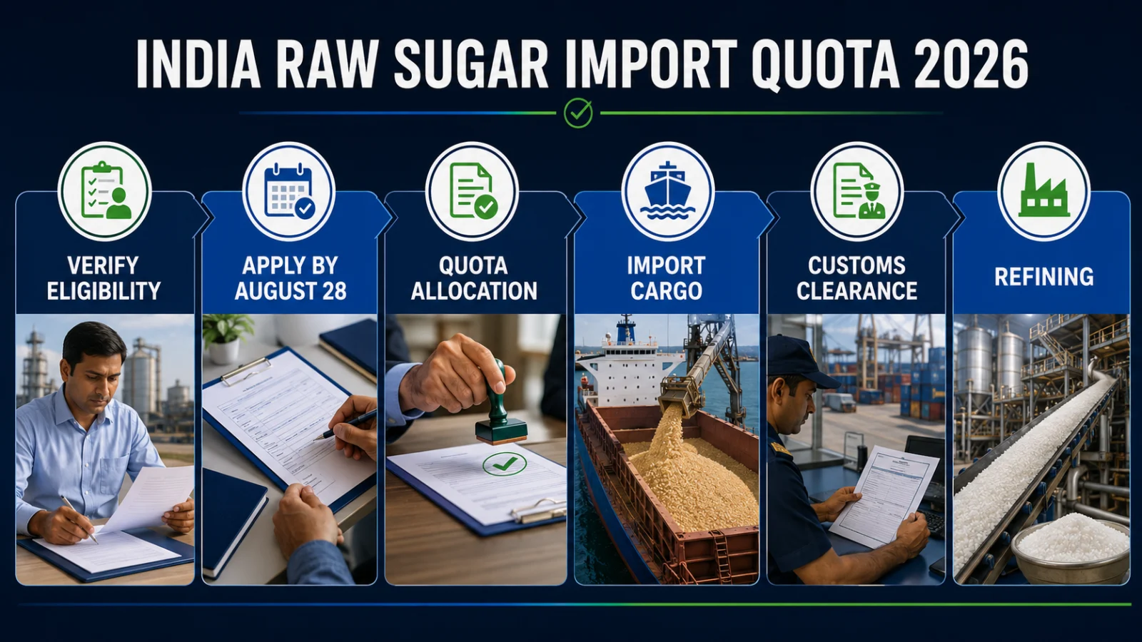 India duty-free raw sugar import quota 2026 application and import workflow