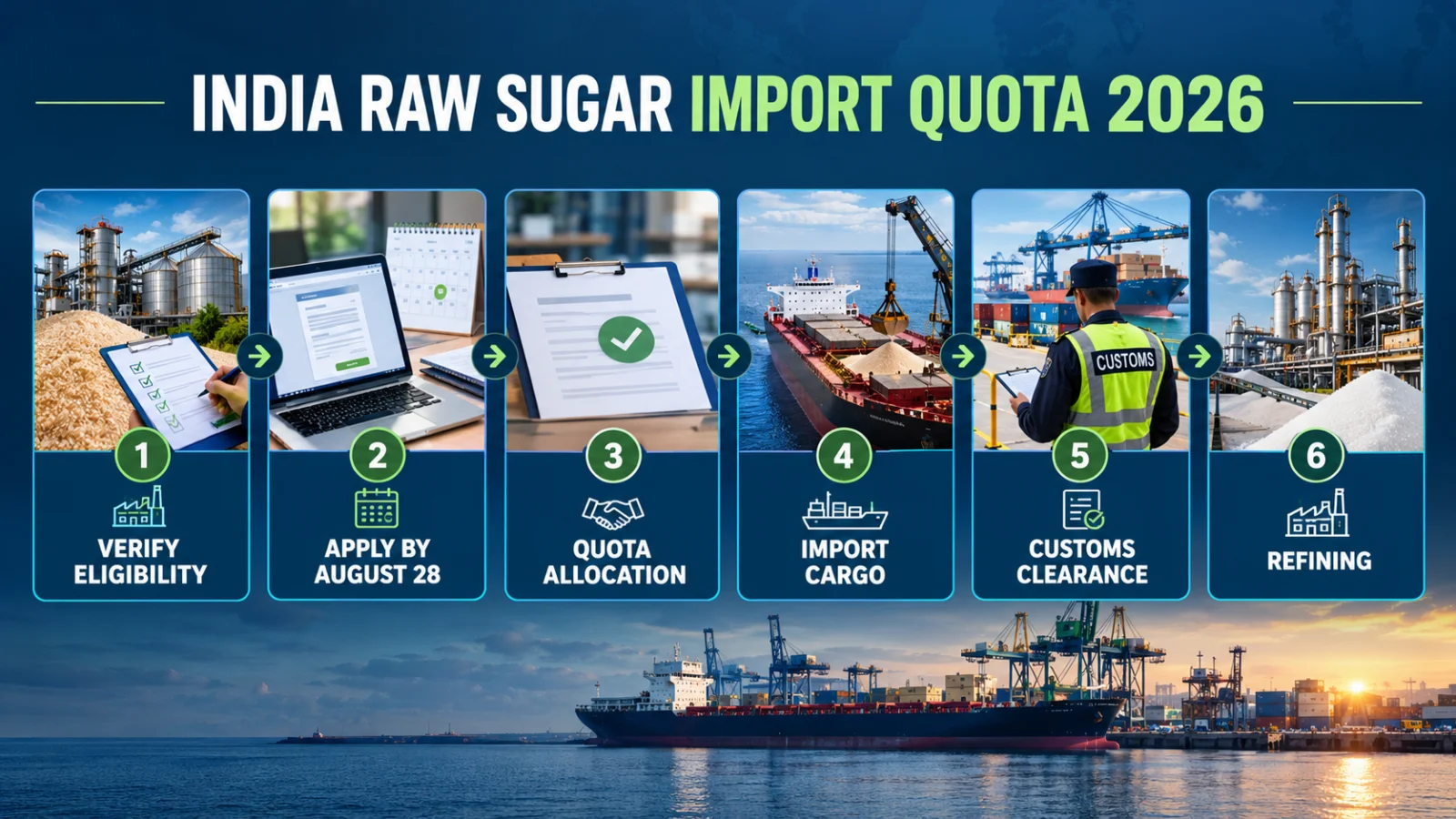 India duty-free raw sugar import quota 2026 for mills and refiners