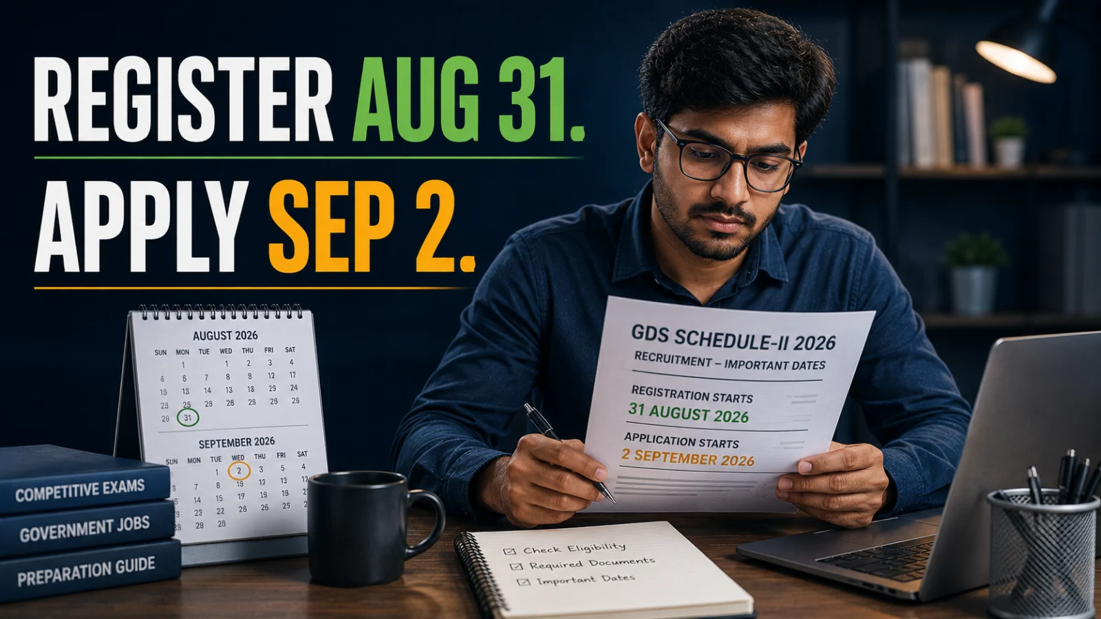 India Post GDS Schedule-II 2026: Registration Aug 31, Apply Sep 2–21