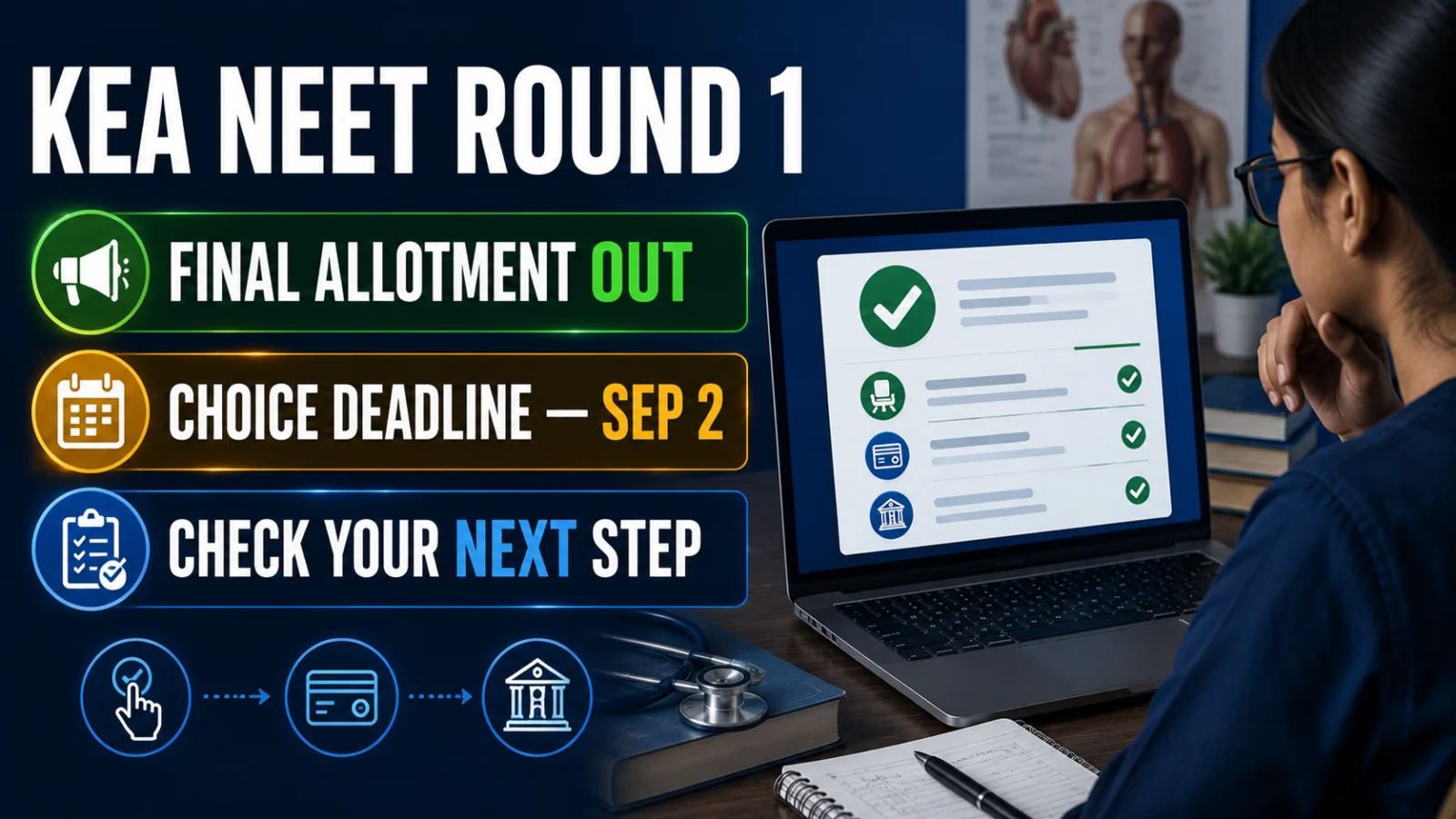 KEA NEET Round 1 Final Allotment Out: Choice by Sep 2, Reporting by Sep 4