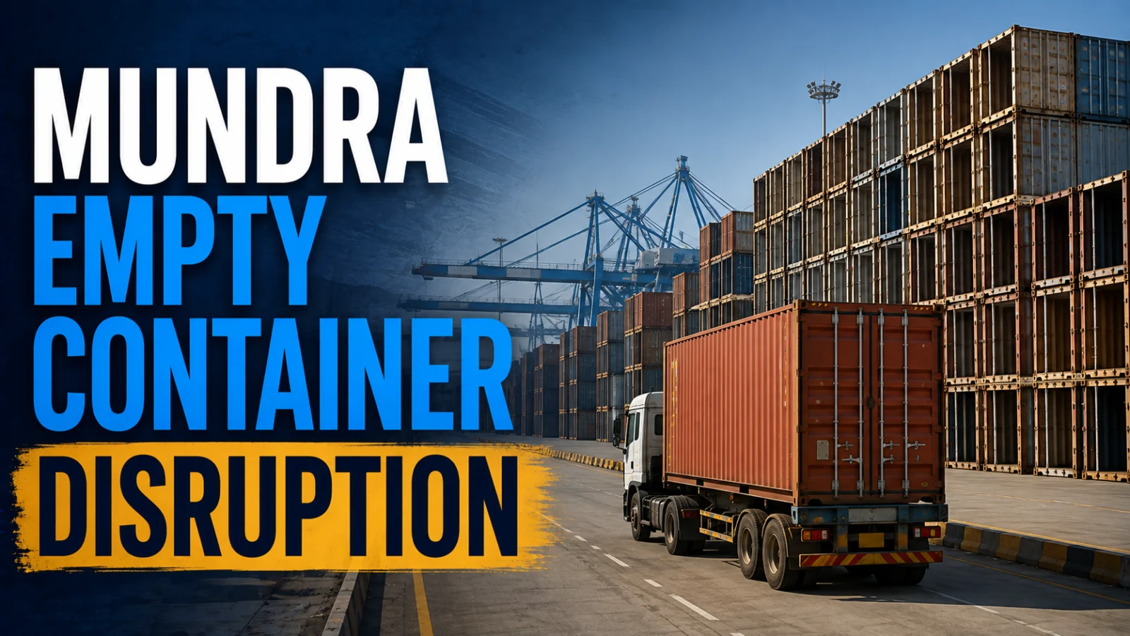 Container truck waiting for empty-container yard instructions at Mundra