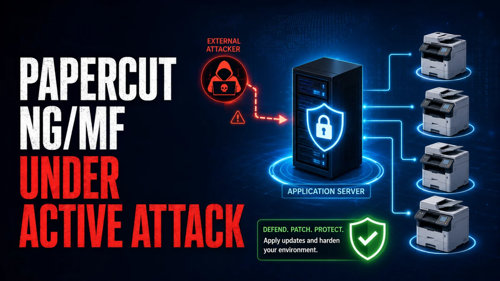 Cybersecurity response to active exploitation of a PaperCut NG/MF server