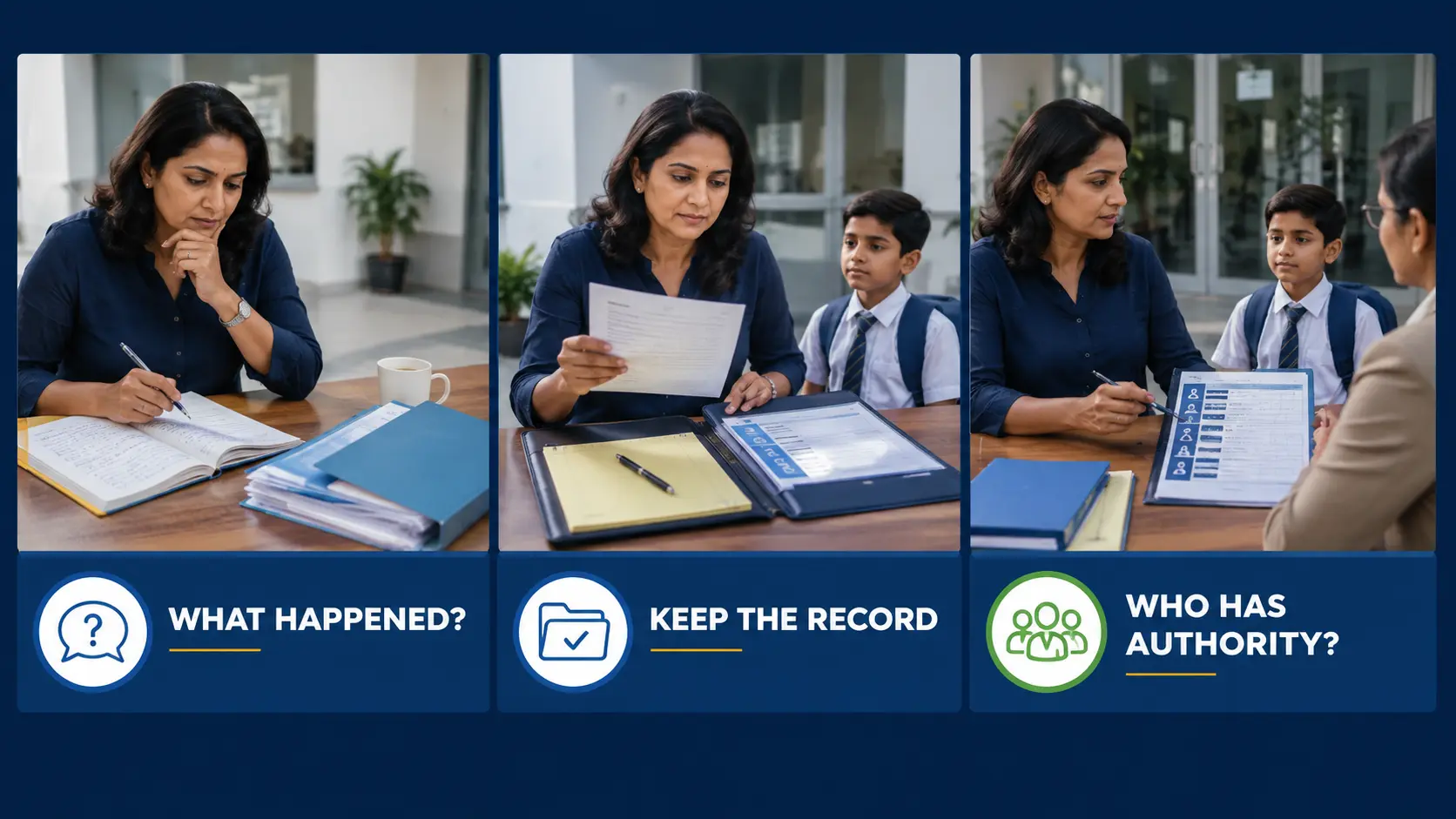 Teacher misconduct school complaint in India parent reviewing school complaint documents