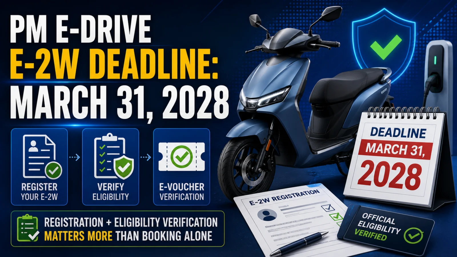PM E-DRIVE Subsidy Last Date 2026: E-2W Deadline Extended to March 31, 2028