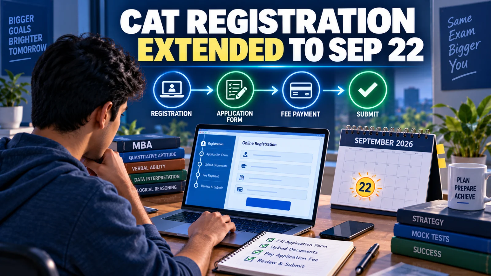CAT 2026 applicant completing registration before the extended September 22 deadline