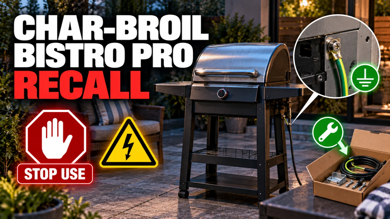Representative electric grill illustrating the Char-Broil Bistro Pro recall and repair action