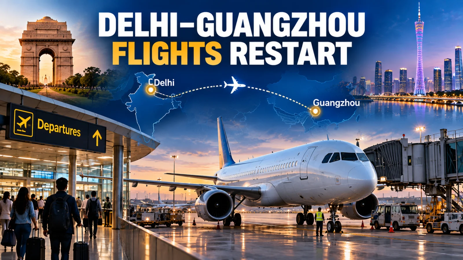 International passenger aircraft representing the September 21 Delhi–Guangzhou route restart