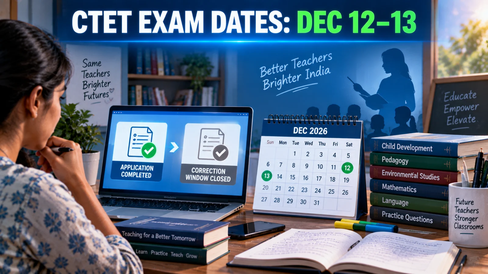 CTET 2026 candidate reviewing the December 12 and 13 examination schedule after applications and corrections closed