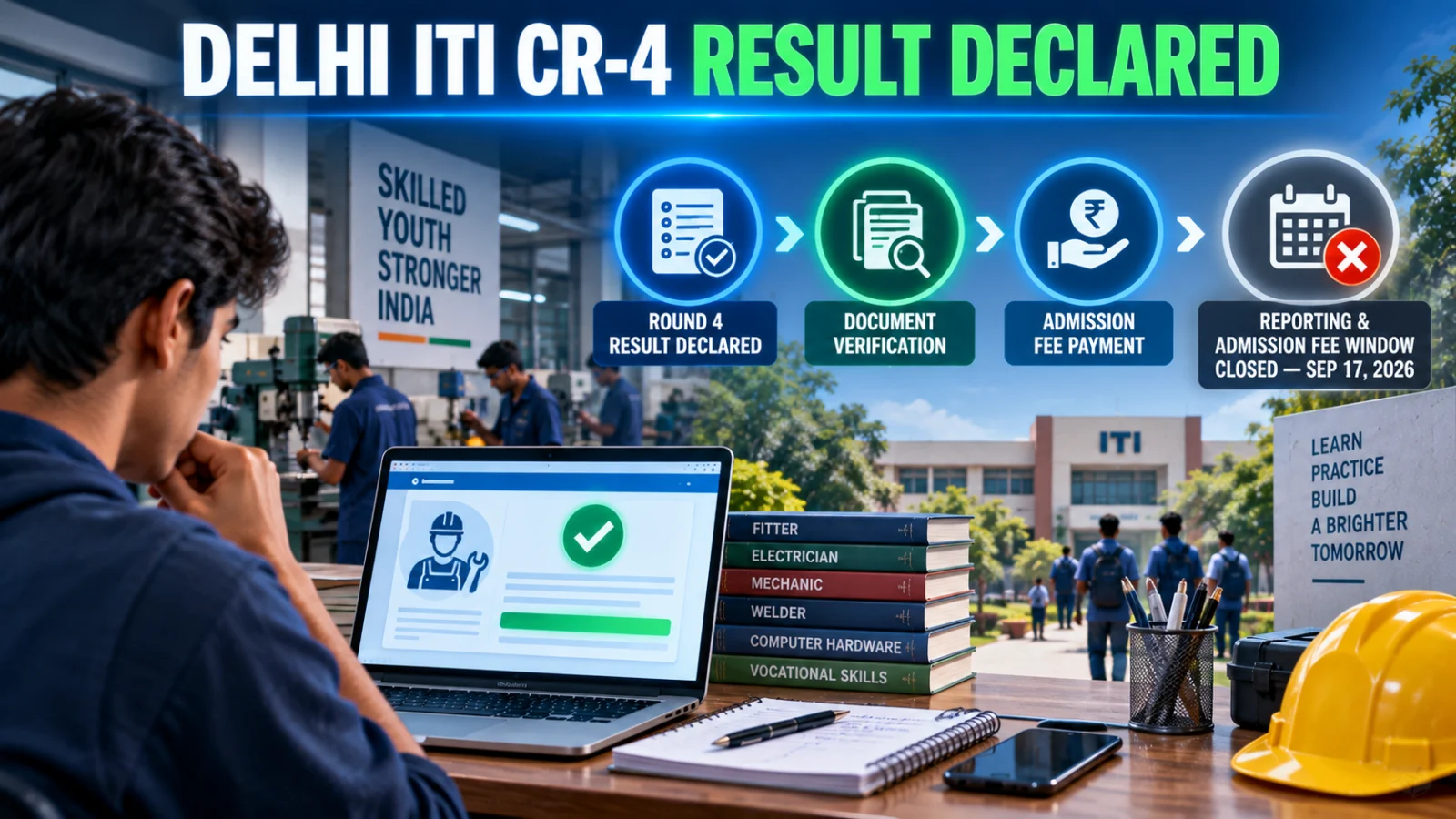 Delhi ITI CR-4 result declared with reporting and admission fee deadlines closed