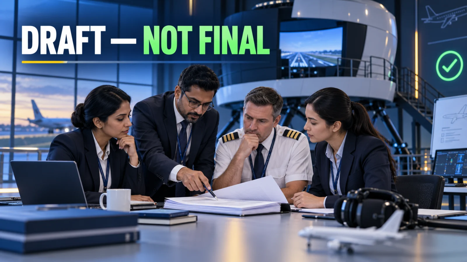 Editorial aviation image showing the DGCA ATO type-rating proposal remains a draft