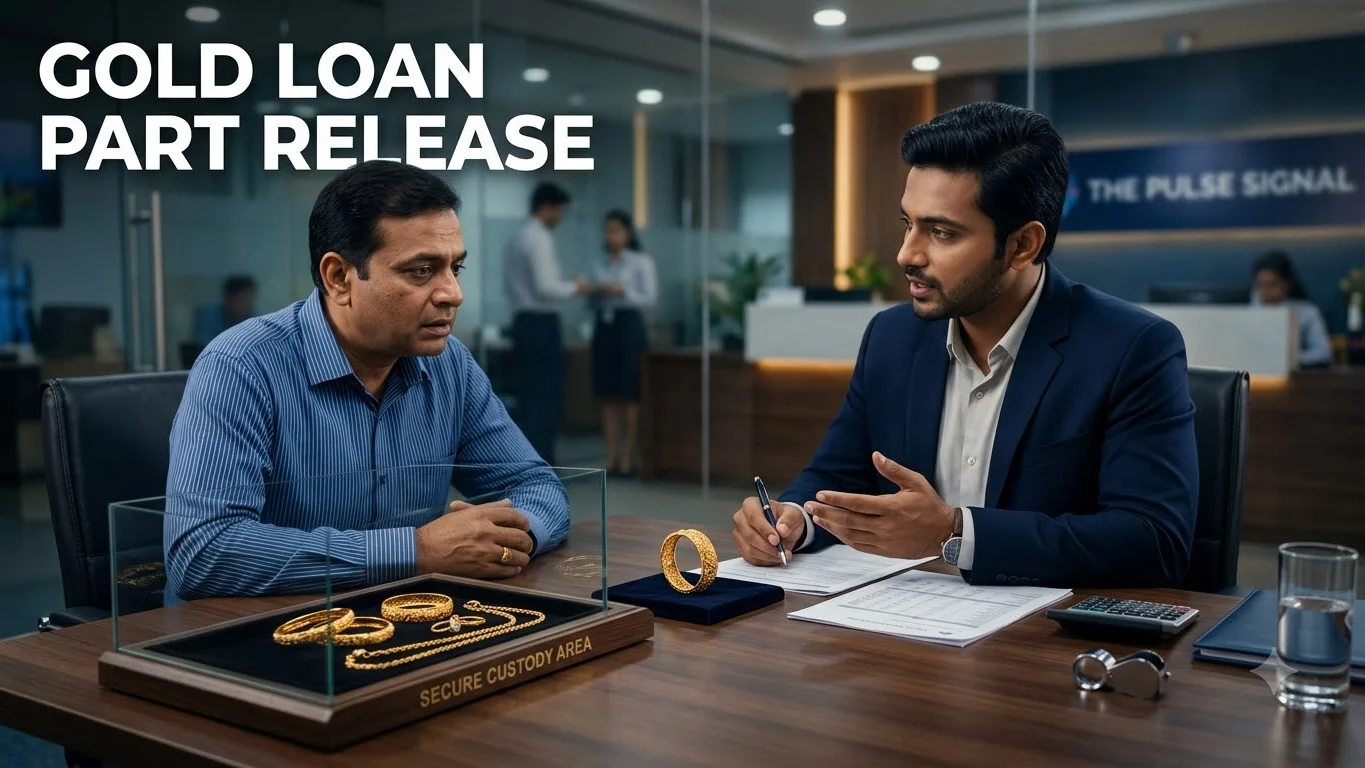 Borrower discussing partial release of pledged gold jewellery after making a gold loan part payment