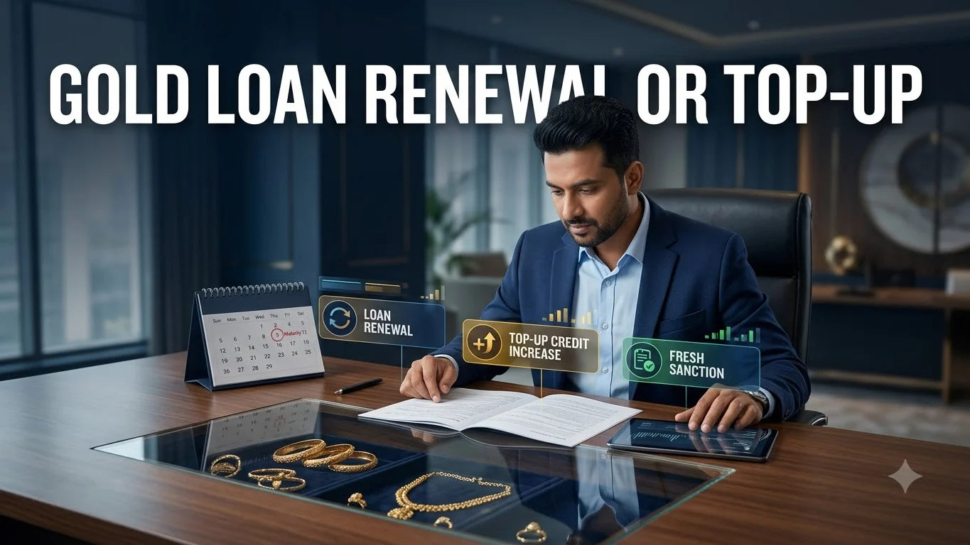 Indian gold-loan borrower comparing renewal, top-up and fresh-loan options as the loan approaches maturity