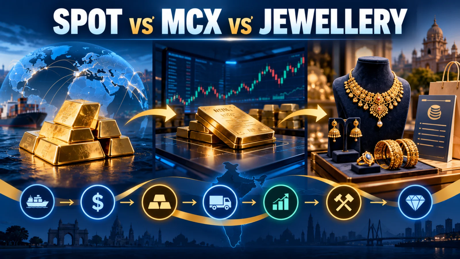 Gold Spot Price vs MCX Gold vs Jewellery Price: Why They Are Different