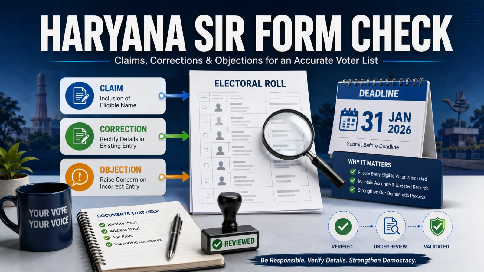 Voter-list forms and deadline verification for Haryana SIR 2026