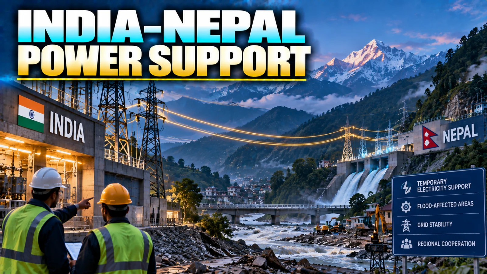 India-Nepal electricity transmission infrastructure and Nepal hydropower after flood damage