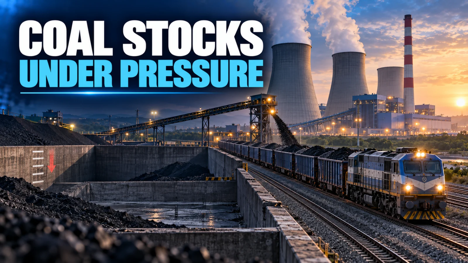 Thermal power plant and coal freight train illustrating pressure on India thermal power coal stocks