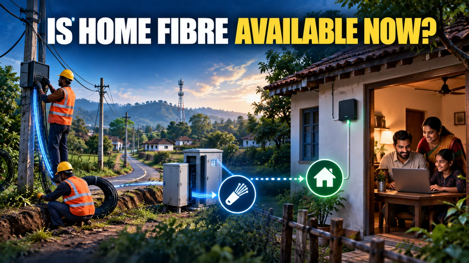 Jharkhand village household checking whether BharatNet fibre service is available
