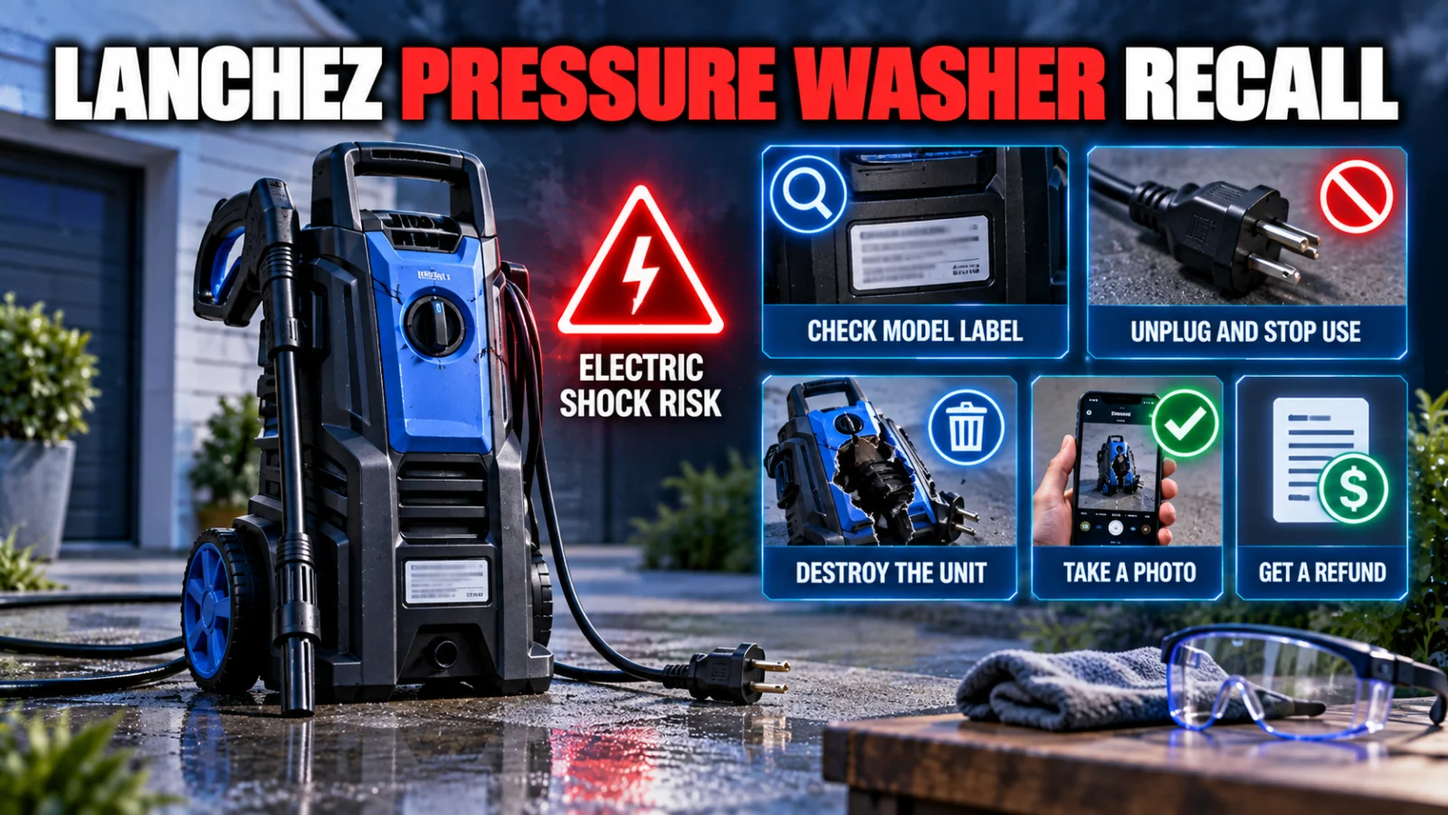Representative electric pressure washer illustrating the LANCHEZ KLC-BULL135C recall and electrical hazard
