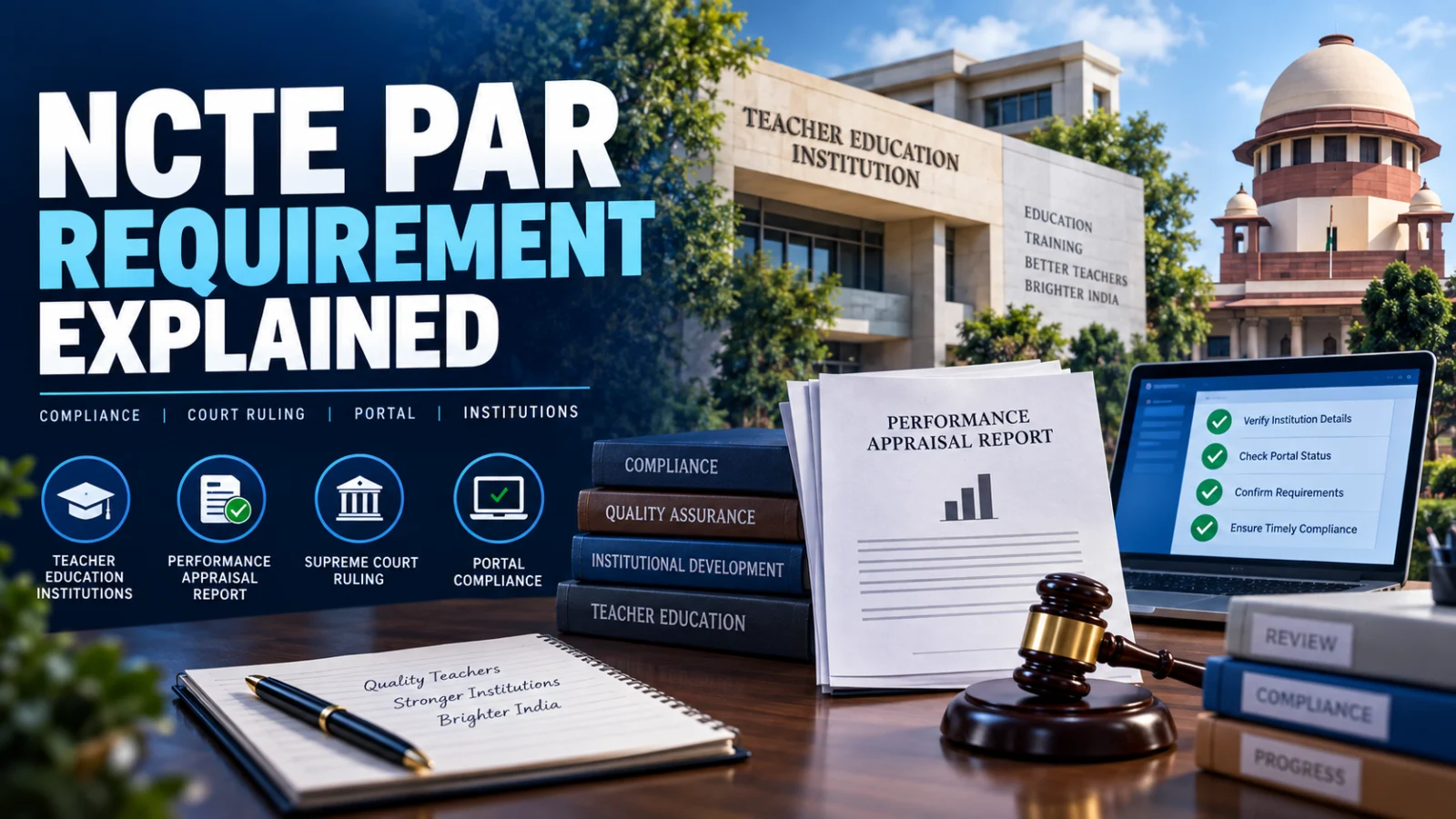 Teacher education institution compliance scene explaining the NCTE Performance Appraisal Report requirement