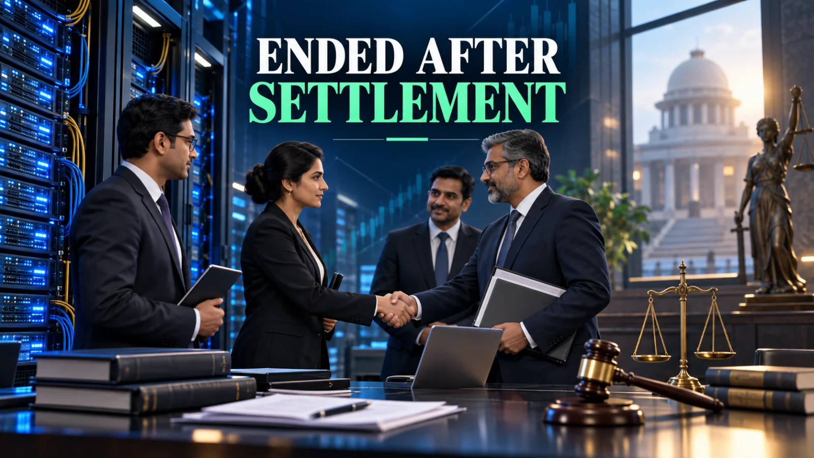 Editorial legal-market image explaining that NSE's Supreme Court appeals ended after settlement