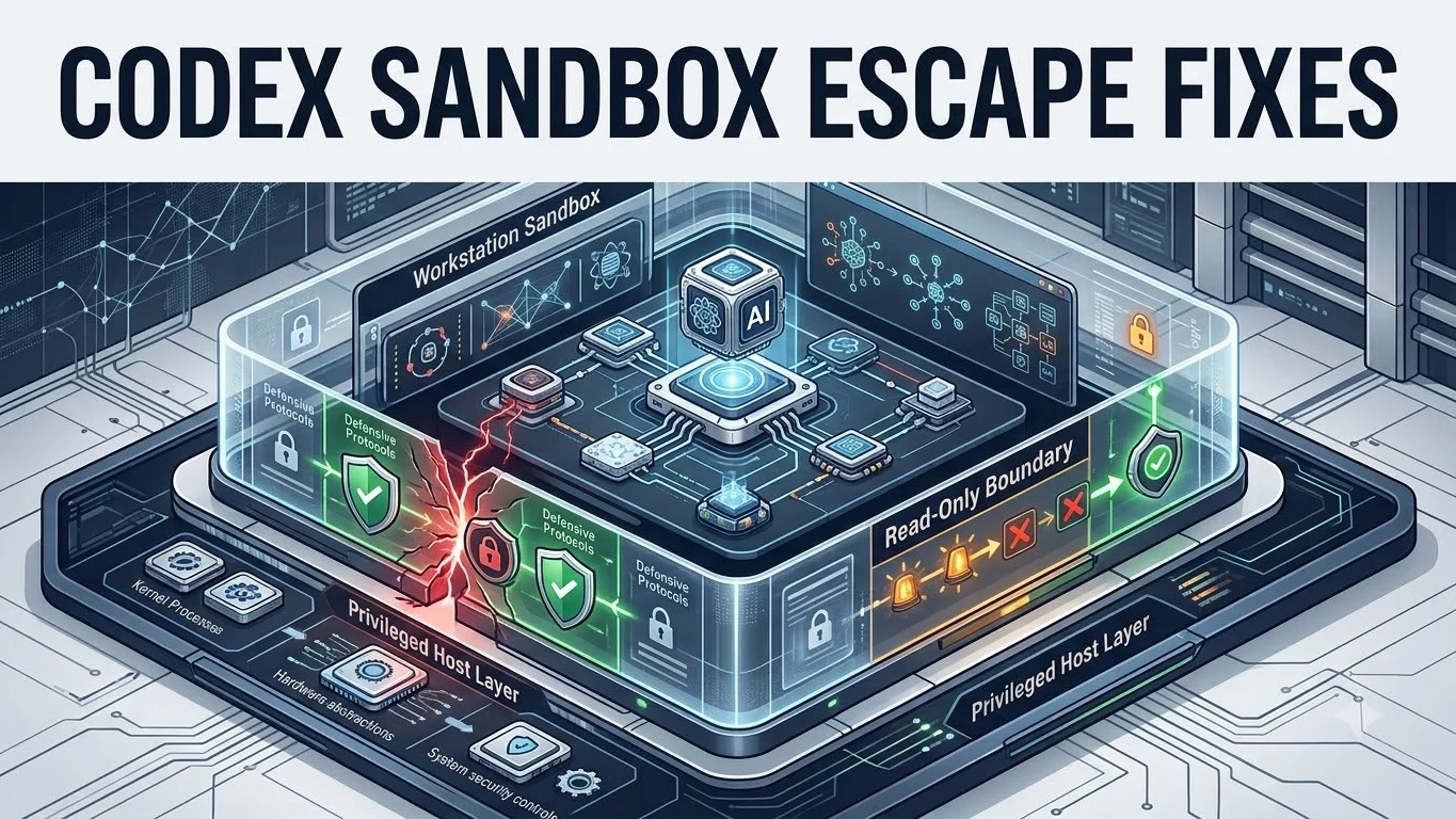 Coding-agent sandbox and host trust boundaries representing the Heapjack and Overpatch disclosures