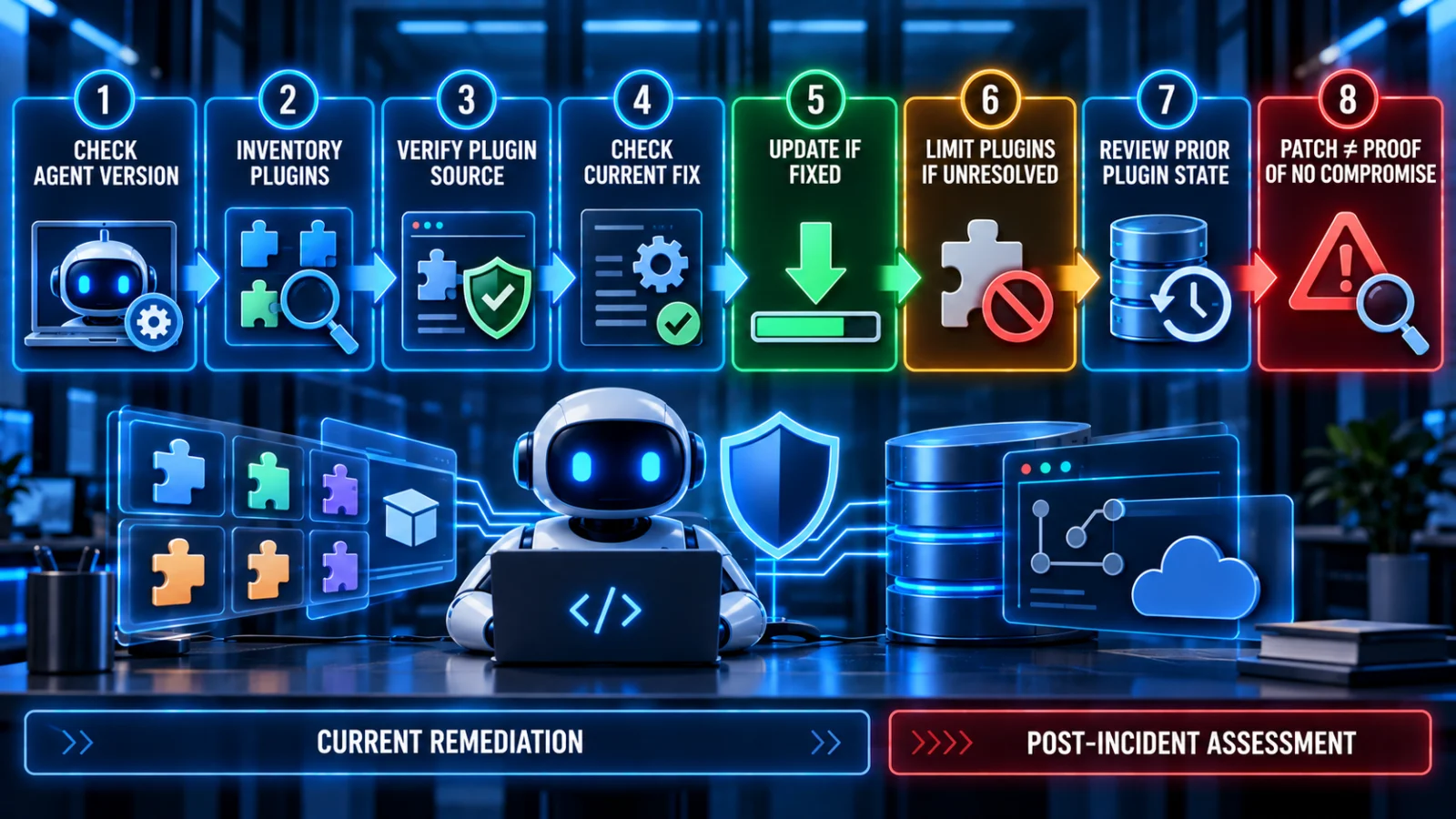 Plugin4Shell verification workflow for checking coding-agent versions, plugins, fixes and possible prior compromise