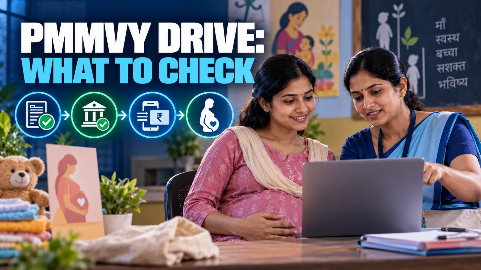 Pregnant beneficiary checking PMMVY enrolment and pending DBT during the saturation drive