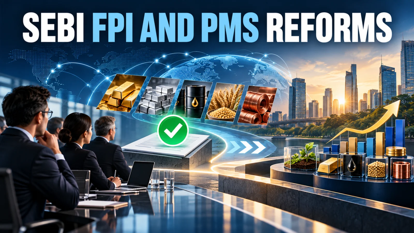 Infographic comparing SEBI Board-approved FPI and PMS reforms with implementation steps still to verify